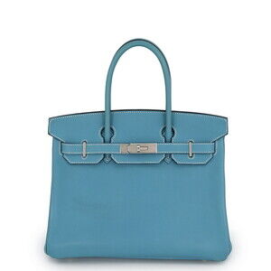 Hermes Birkin 30 Blue Jean Epsom Leather □K Stamp HERMES Handbag Women's